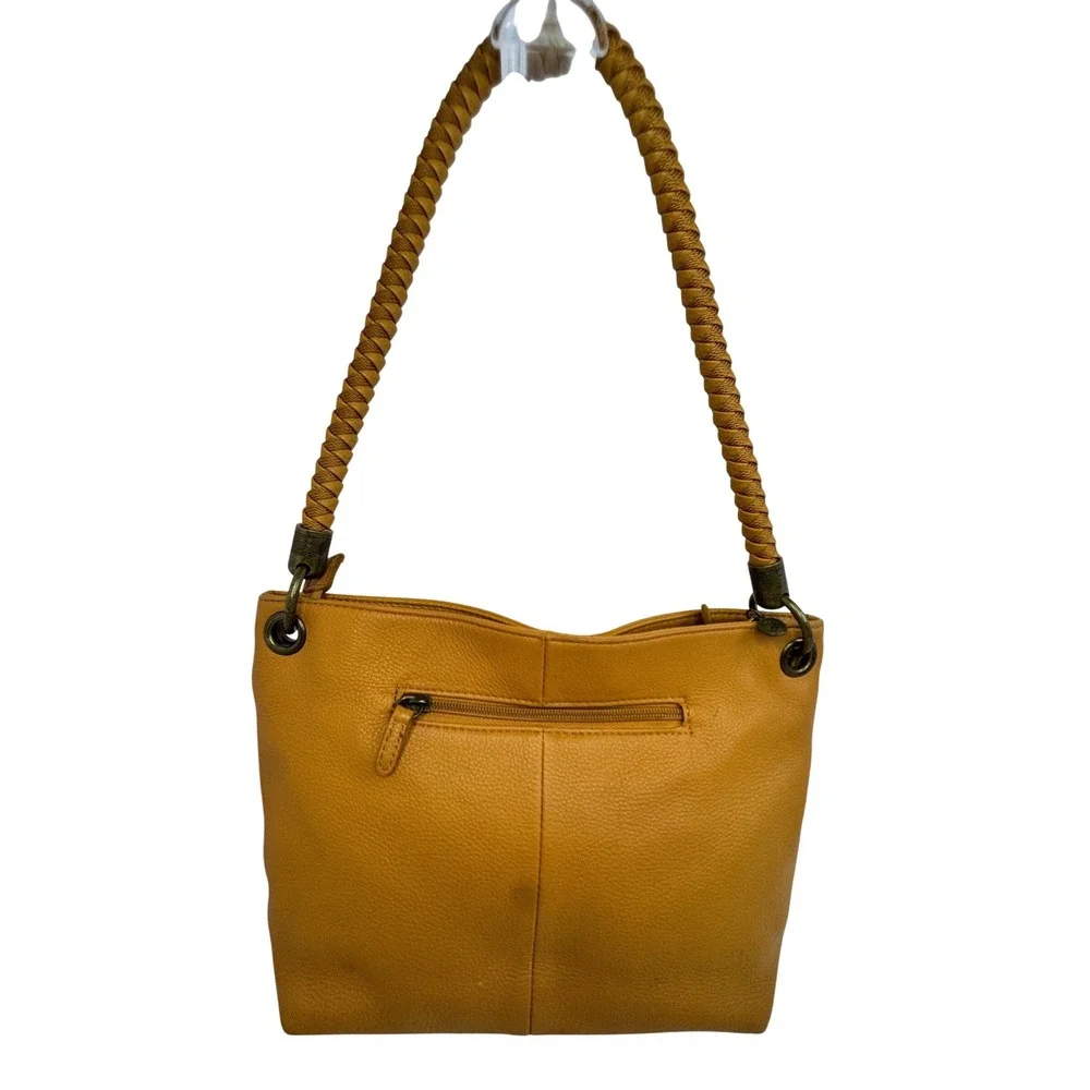 The Sak‎ Flores Leather Shoulder Bag Amber Color Braided Strap Hobo Boho Western